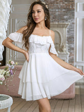 Load image into Gallery viewer, Ruffled Fold-Over Cold-Shoulder Layered Dress