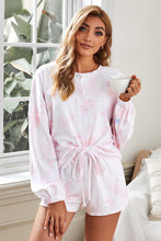 Load image into Gallery viewer, Quarter-Button Top and Drawstring Shorts Loungewear Set