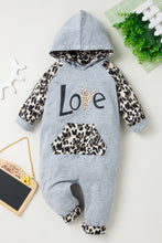 Load image into Gallery viewer, Girls Cheetah Leopard Pattern Contrast Hooded Jumpsuit