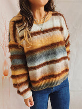 Load image into Gallery viewer, Striped Round Neck Long Sleeve Sweater