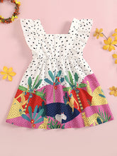 Load image into Gallery viewer, Girls Mixed Print Flutter Sleeve Dress