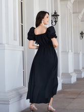 Load image into Gallery viewer, Surplice Neck Ruffle Hem Balloon Sleeve Maxi Dress