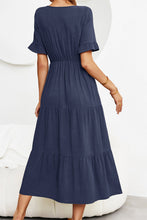 Load image into Gallery viewer, Short Sleeve V-Neck Tiered Dress