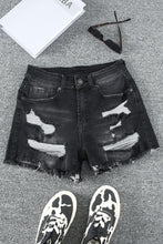 Load image into Gallery viewer, Raw Hem Distressed Denim Shorts