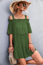 Load image into Gallery viewer, Cold-Shoulder Frill Trim Tiered Dress