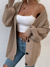 Load image into Gallery viewer, Cable-Knit Button Down Ribbed Trim Cardigan