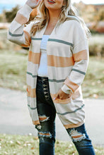 Load image into Gallery viewer, Plus Size Striped Open Front Cardigan