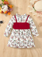 Load image into Gallery viewer, Floral Print Frill Trim Flounce Sleeve Dress