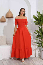 Load image into Gallery viewer, Smocked Off-Shoulder Maxi Dress