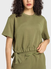 Load image into Gallery viewer, Drawstring Hem Short Sleeve Sports T-Shirt