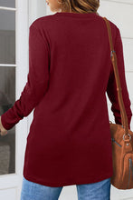 Load image into Gallery viewer, Ruched Round Neck Long Slleeve T-Shirt