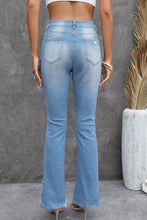 Load image into Gallery viewer, High Waist Distressed Flared Jeans