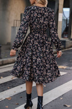 Load image into Gallery viewer, Printed Round Neck Flounce Sleeve Dress