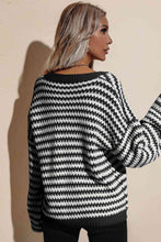 Load image into Gallery viewer, Striped Dropped Shoulder Sweater