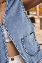Load image into Gallery viewer, Open Front Sleeveless Denim Jacket