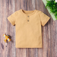 Load image into Gallery viewer, Kids Quarter Button T-Shirt and Drawstring Waist Shorts Set