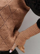 Load image into Gallery viewer, Lace Decor V Neck Two Tone Sweater