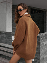 Load image into Gallery viewer, Button Down Curved Hem Teddy Jacket