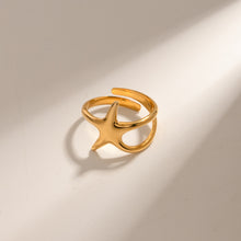 Load image into Gallery viewer, Gold-Plated Stainless Steel Star Ring