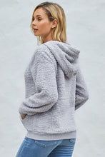 Load image into Gallery viewer, Drawstring Sherpa Hoodie with Pocket