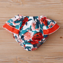 Load image into Gallery viewer, Baby Girl Floral Ruffled Crop Top and Bloomer Set