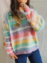 Load image into Gallery viewer, Striped Round Neck Long Sleeve Sweater