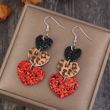 Load image into Gallery viewer, Heart Leather Drop Earrings