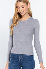 Load image into Gallery viewer, ACTIVE BASIC Full Size Ribbed Round Neck Long Sleeve Knit Top