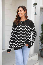 Load image into Gallery viewer, Wave Pattern Round Neck Long Sleeve Sweater