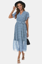 Load image into Gallery viewer, Surplice Neck Flutter Sleeve Tied Dress