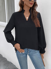 Load image into Gallery viewer, Smocked Notched Long Sleeve Blouse