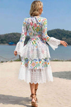 Load image into Gallery viewer, Floral V-Neck Layered Spliced Lace Dress