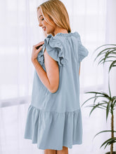 Load image into Gallery viewer, Ruffle Shoulder Tie-Neck Tiered Dress