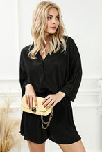 Load image into Gallery viewer, Pleated Button Up Shirt and Shorts Lounge Set