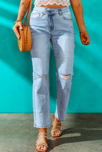 Load image into Gallery viewer, High Waist Distressed Straight Leg Jeans