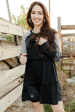 Load image into Gallery viewer, Mixed Print Frill Trim Long Sleeve Dress