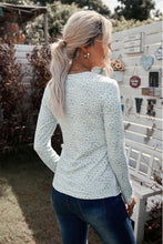 Load image into Gallery viewer, Leopard Buttoned Lace Trim Round Neck Top