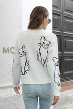 Load image into Gallery viewer, Cat Pattern Round Neck Long Sleeve Pullover Sweater