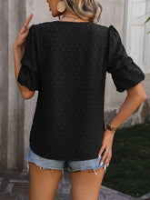Load image into Gallery viewer, Swiss Dot V-Neck Short Sleeve Blouse