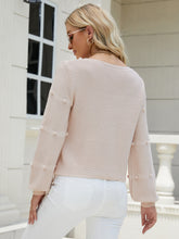 Load image into Gallery viewer, Pom-Pom Detail V-Neck Knit Sweater