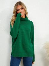Load image into Gallery viewer, Slit Turtleneck Dropped Shoulder Sweater