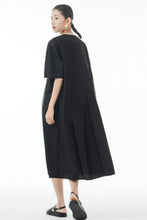 Load image into Gallery viewer, Seam Detail Frill Trim Zip-Back Midi Dress
