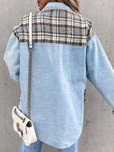 Load image into Gallery viewer, Plaid Button Up Dropped Shoulder Jacket