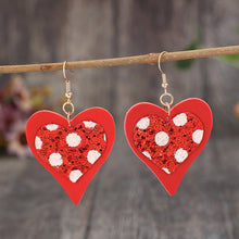 Load image into Gallery viewer, Sequin Heart Leather Drop Earrings