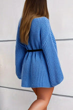 Load image into Gallery viewer, Boat Neck Dropped Shoulder Mini Sweater Dress