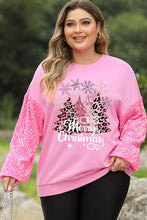 Load image into Gallery viewer, Plus Size MERRY CHRISTMAS Sequin Long Sleeve Sweatshirt