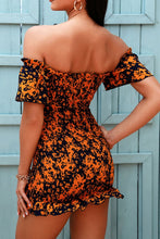 Load image into Gallery viewer, Floral Ruffle Hem Off-Shoulder Mini Bodycon Dress