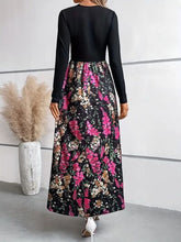 Load image into Gallery viewer, Floral Round Neck Long Sleeve Maxi Dress
