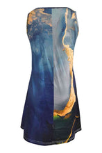 Load image into Gallery viewer, Abstract Print Round Neck Sleeveless Dress with Pockets