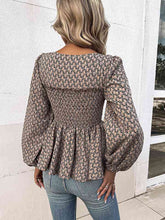 Load image into Gallery viewer, Printed Square Neck Long Sleeve Blouse